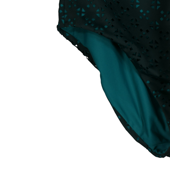 Loft Beach Green Halter Swimsuit Womens Size 12 Laser Cut Lightly Padded Bra - Picture 10 of 12